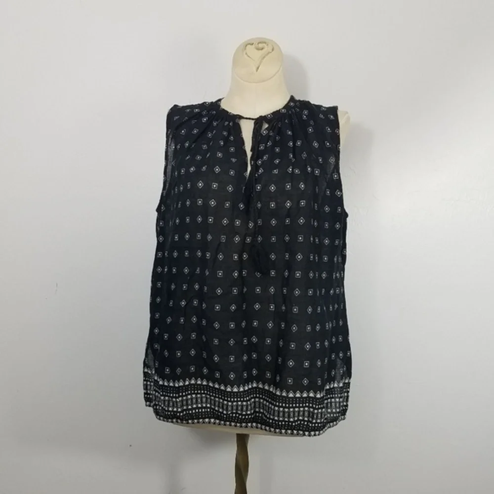 Madewell diamond print tassel tie neck tank‎